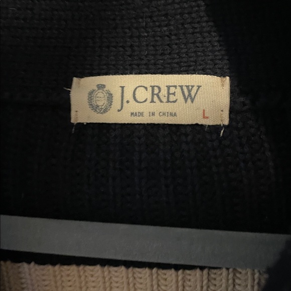 J. Crew navy and Cream Striped Cardigan women’s large - Picture 2 of 6